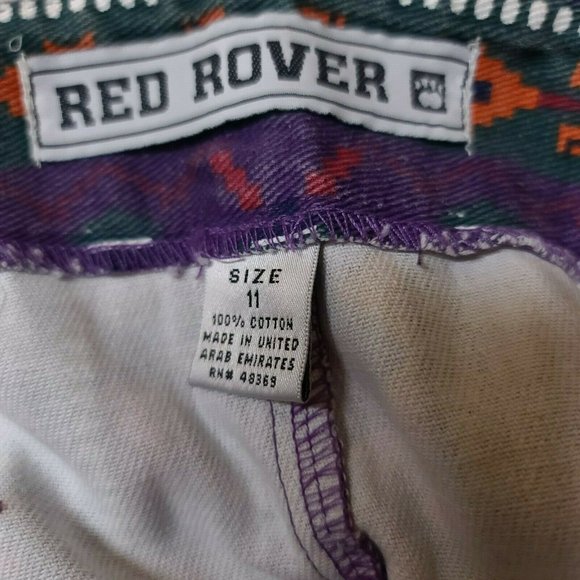 Vtg Red Rover Womens W28 x L19 Multicolor Rodeo Aztec Pattern Denim Short Skirt - Picture 12 of 12